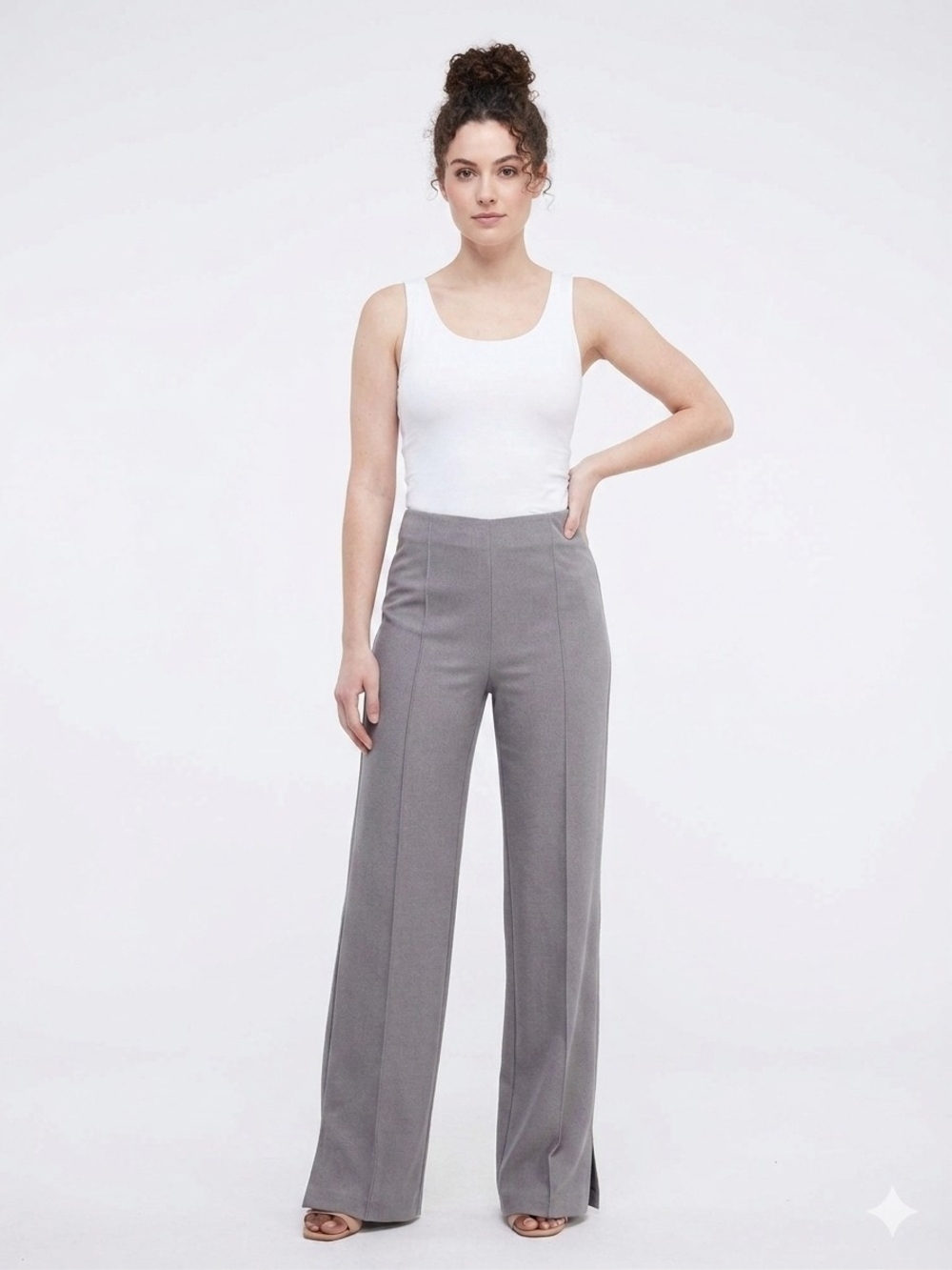 Zara Gray High-Rise Wide-Leg Trousers